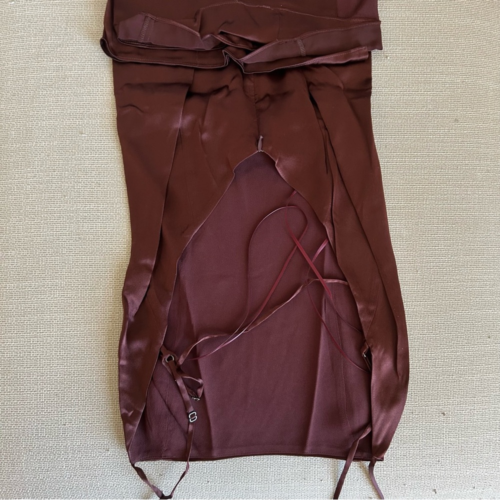 Reformation Melina Silk Maxi Dress Gown Mahogany Wine Backless Cocktail Party - Picture 5 of 9